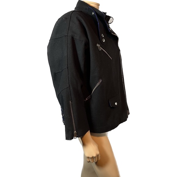 NWOT Diesel Moto Jacket in Black Wool with blue lining - Picture 9 of 16